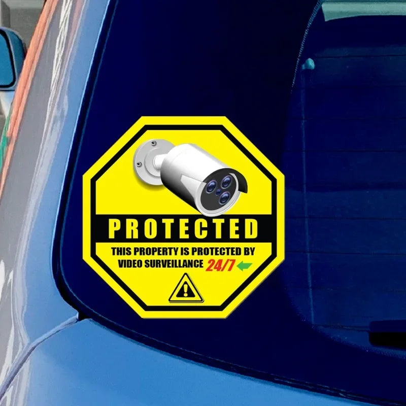 4Pcs 3.5inches Security Camera Surveillance Car Sticker CCTV System Video Protected Notice Decal for Window Wall Peaceful Pleasures Health and Wellness