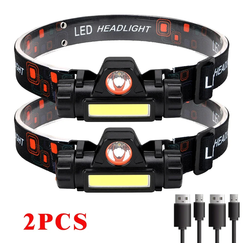 Rechargeable LED Headlamp XPE COB Dual Light Waterproof Magnetic