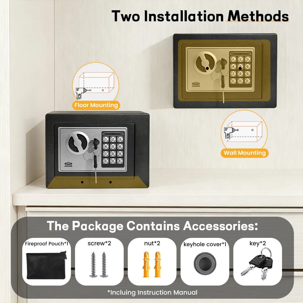 Ireproof Safes with Fireproof Money Bag Sensor Light Digital Keypad Home Safe Adjustable Shelf Security Safe Peaceful Pleasures Health and Wellness
