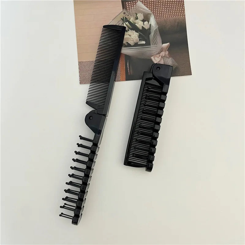 Mini Folding Comb – Portable 2-in-1 Travel Hairbrush & Detangler