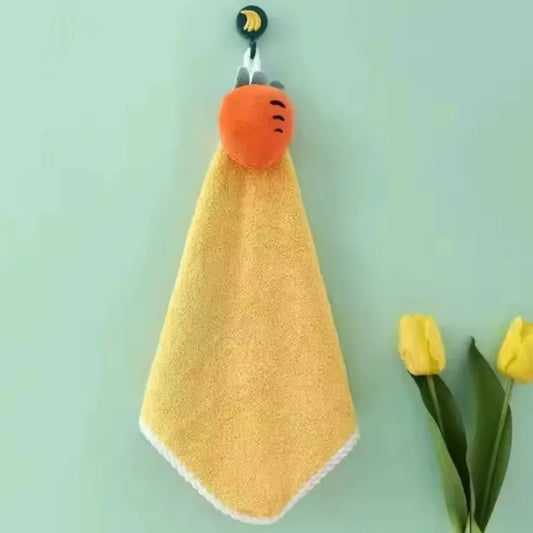 Coral Fleece Hangable Thicken Towel CartoonTowel Cute Absorbent Hand Towels Cleaning Cloth Rag Handkerchief Peaceful Pleasures Health and Wellness