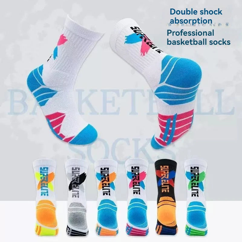 Basketball Socks, Thickened Towel Soles, Wear-resistant and Breathable High-top Sports Socks, Outdoor Pressure Running Socks Peaceful Pleasures Health and Wellness