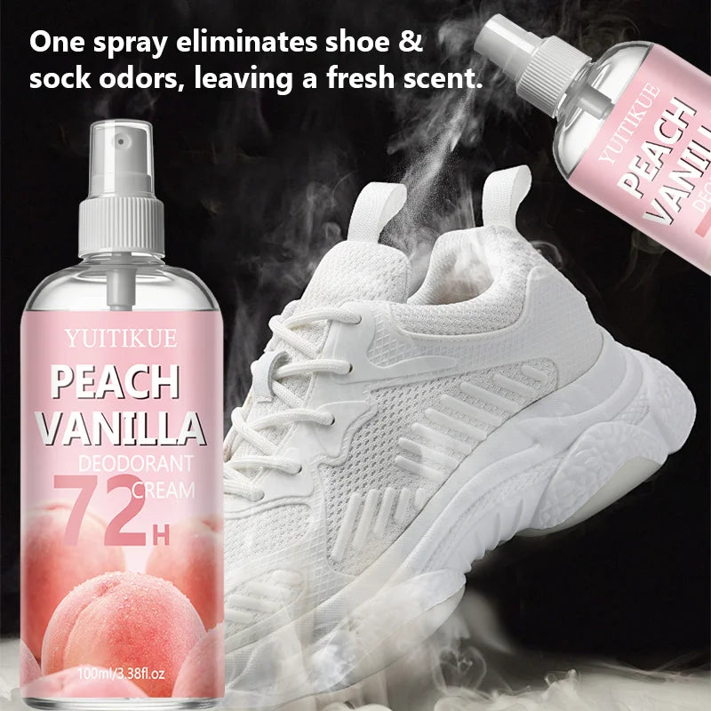 Yuitikue Peach Vanilla Deodorant Cream Spray, 100ml 72H Long-Lasting Deodorant Spray for Body Odor Control Peaceful Pleasures Health and Wellness