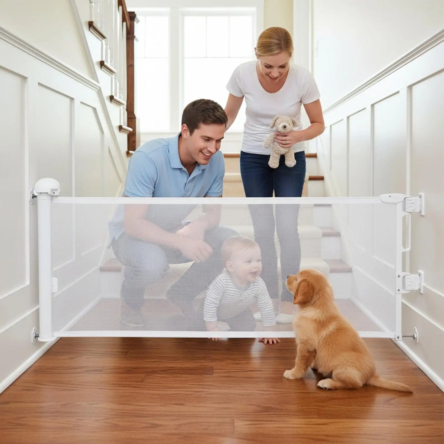 Retractable Pet Gate 17.7x59" – Safety Door Fence for Dogs