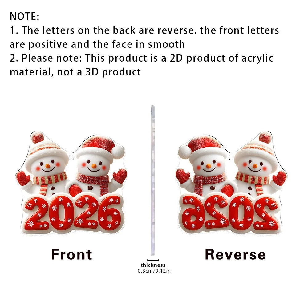 2026 Acrylic Santa & Reindeer Christmas Pendant Ornament