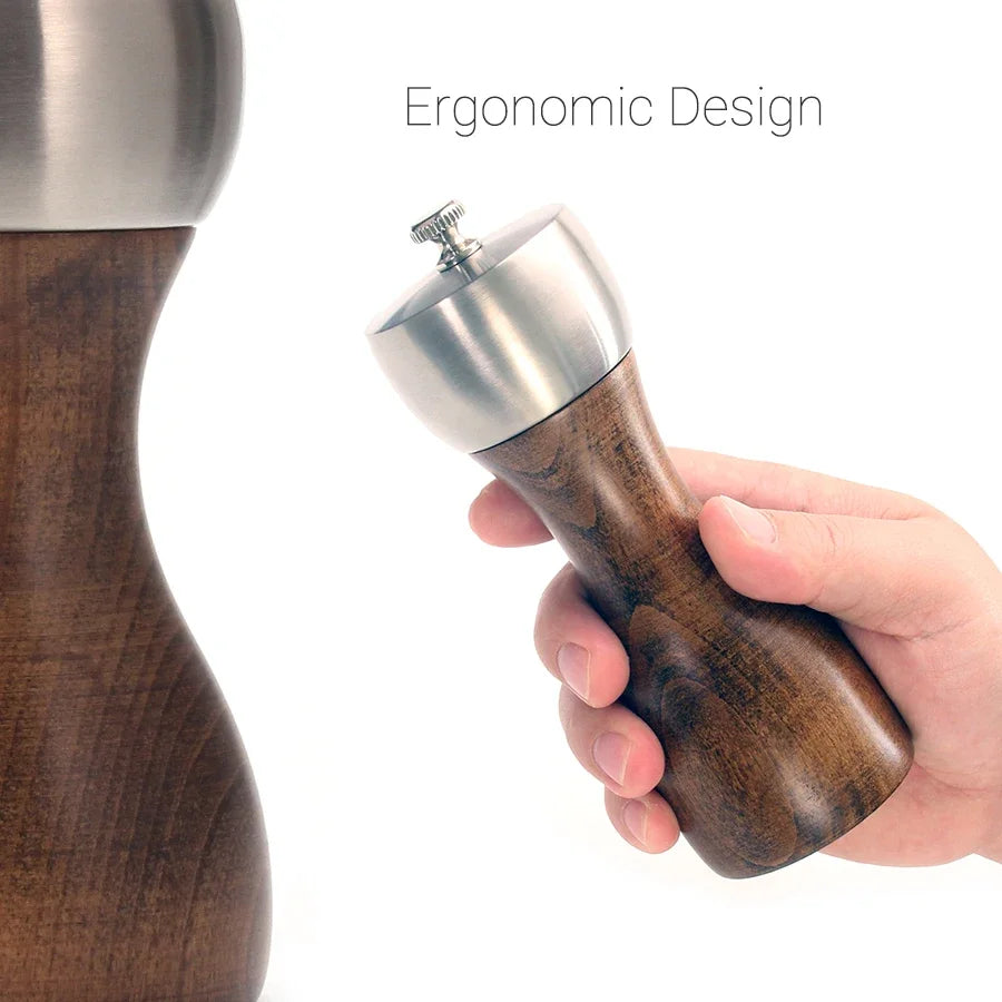 Premium Beech Pepper Mill, Salt and Pepper Grinder - Precision Carbon Steel Rotor Use for Peppercorn, Sea Salt, Pepper Peaceful Pleasures Health and Wellness