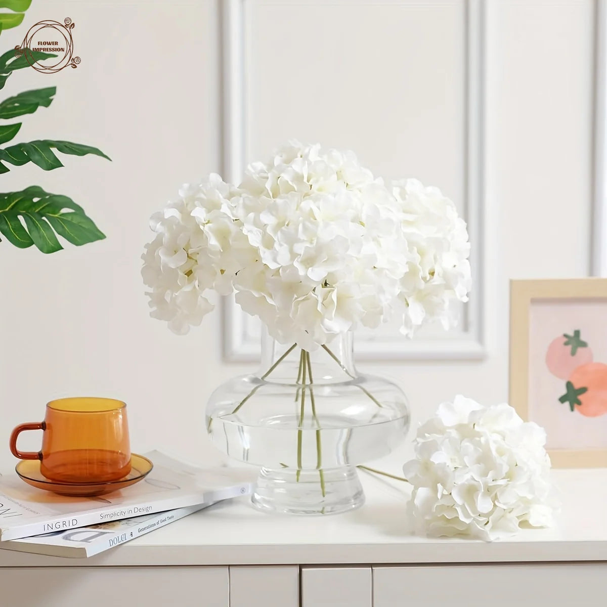10pcs Silk Artificial Hydrangea Flowers with Stems | Wedding Decor