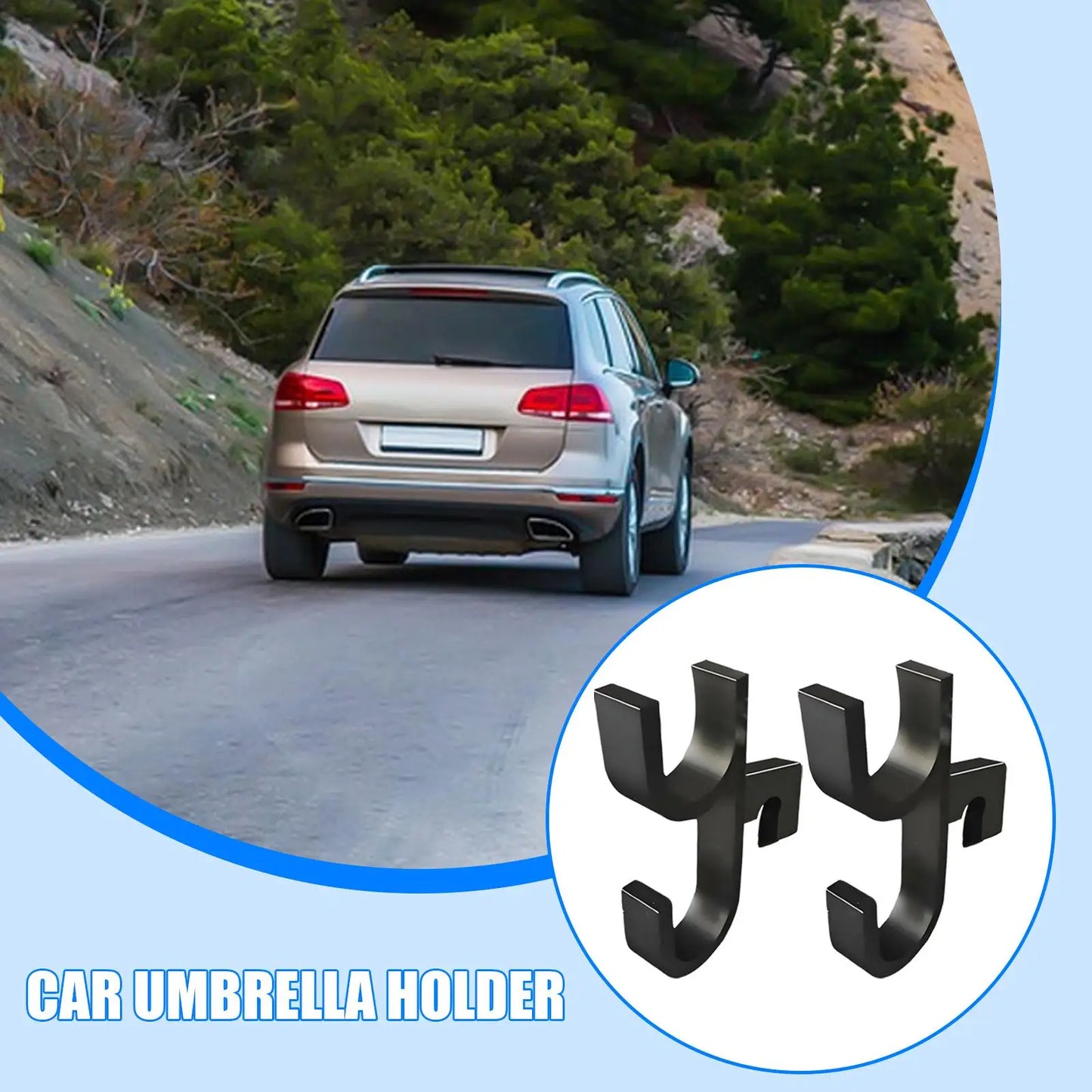 2-Pack Car Umbrella Hooks & Purse Hanger Clips | Multi-Use
