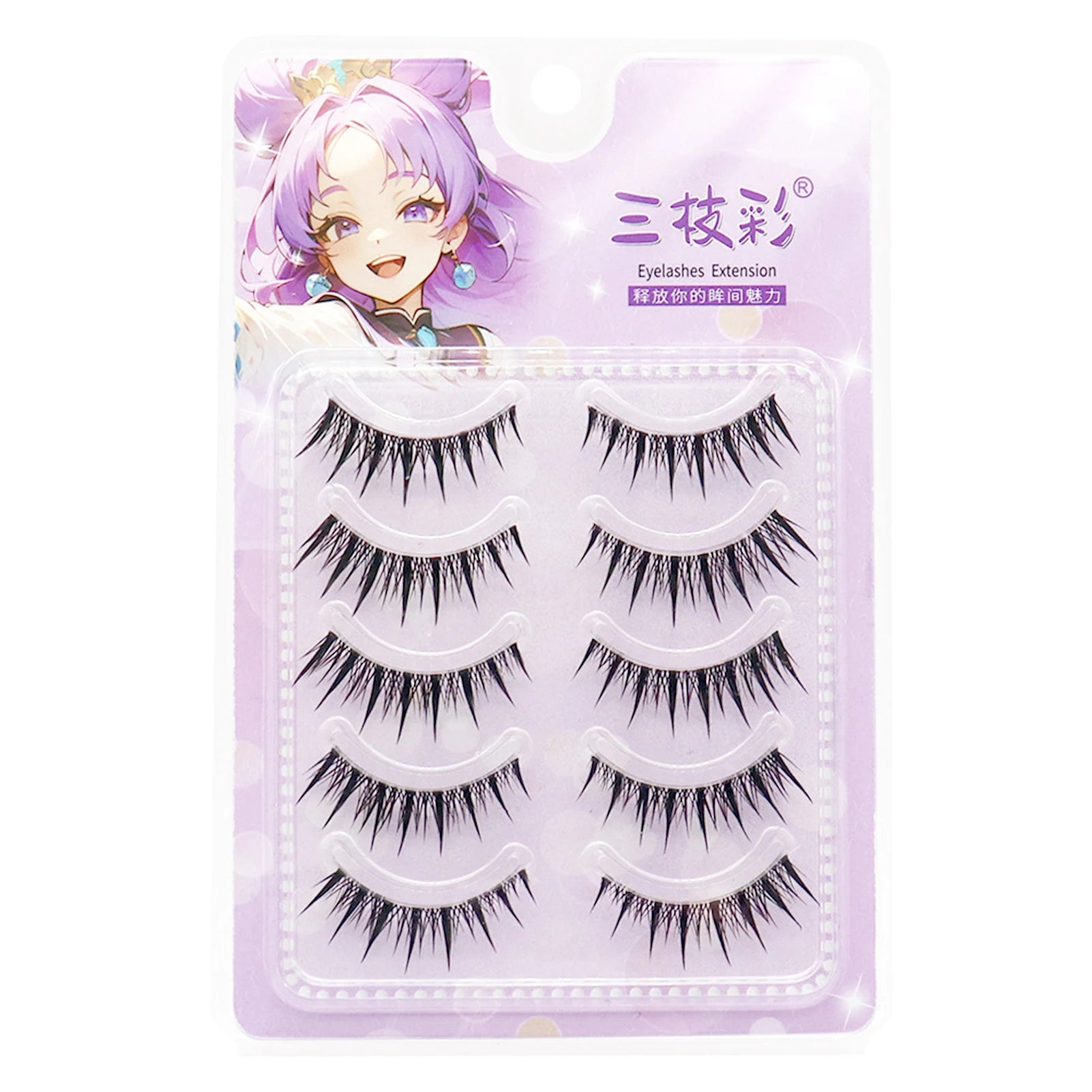 5 Pairs DIY Anime Full Strip Lashes Doll Eye Natural Asian False Eyelashes Thick Thin Black Stem Korean Idol Style Fake Lashes Peaceful Pleasures Health and Wellness style 5