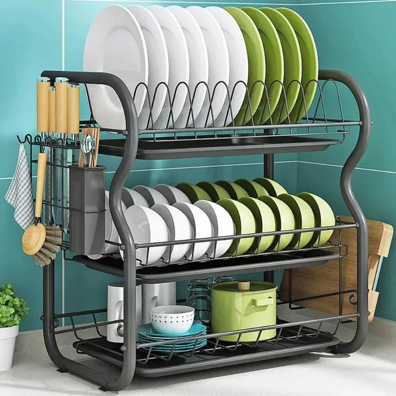 Luxury Kitchen Supplies Storage Rack Drain Rack Dish Plate Holder Household Large Tableware Storage Shelf Organizer Plate Rack Peaceful Pleasures Health and Wellness