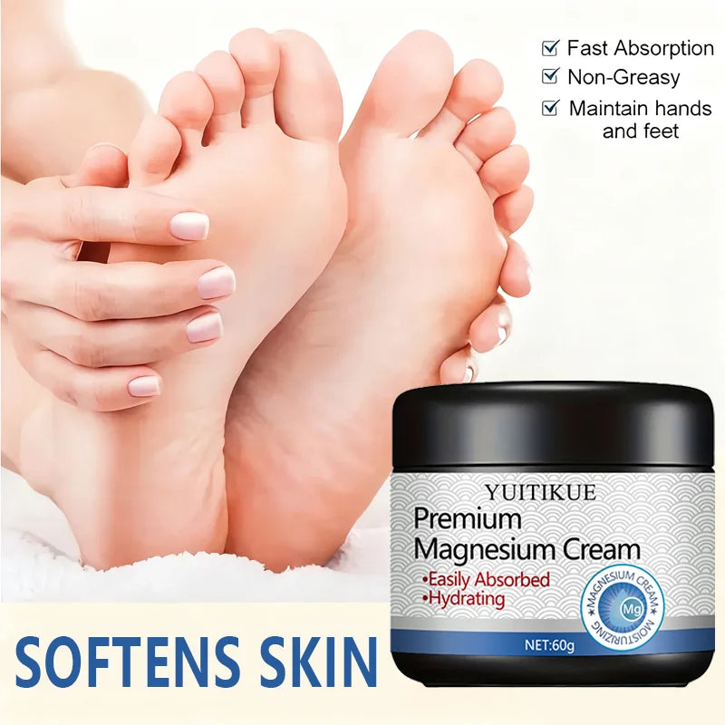 YUITIKUE 60g Premium Magnesium Cream Fast Absorbing Non-Greasy Moisturizing & Softening for Hand And Foot Care Peaceful Pleasures Health and Wellness