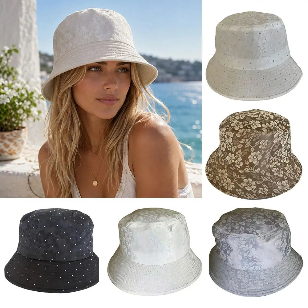 Floral Print Women's Bucket Hat – Rhinestone Sun Hat