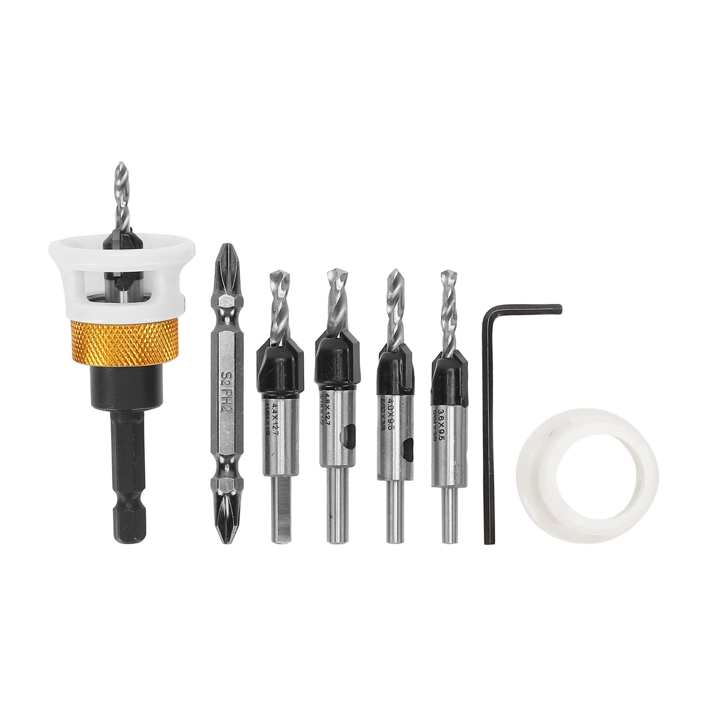 Countersink Drill Bit Depth Stop Hex Shank Adapter Wood Screws
