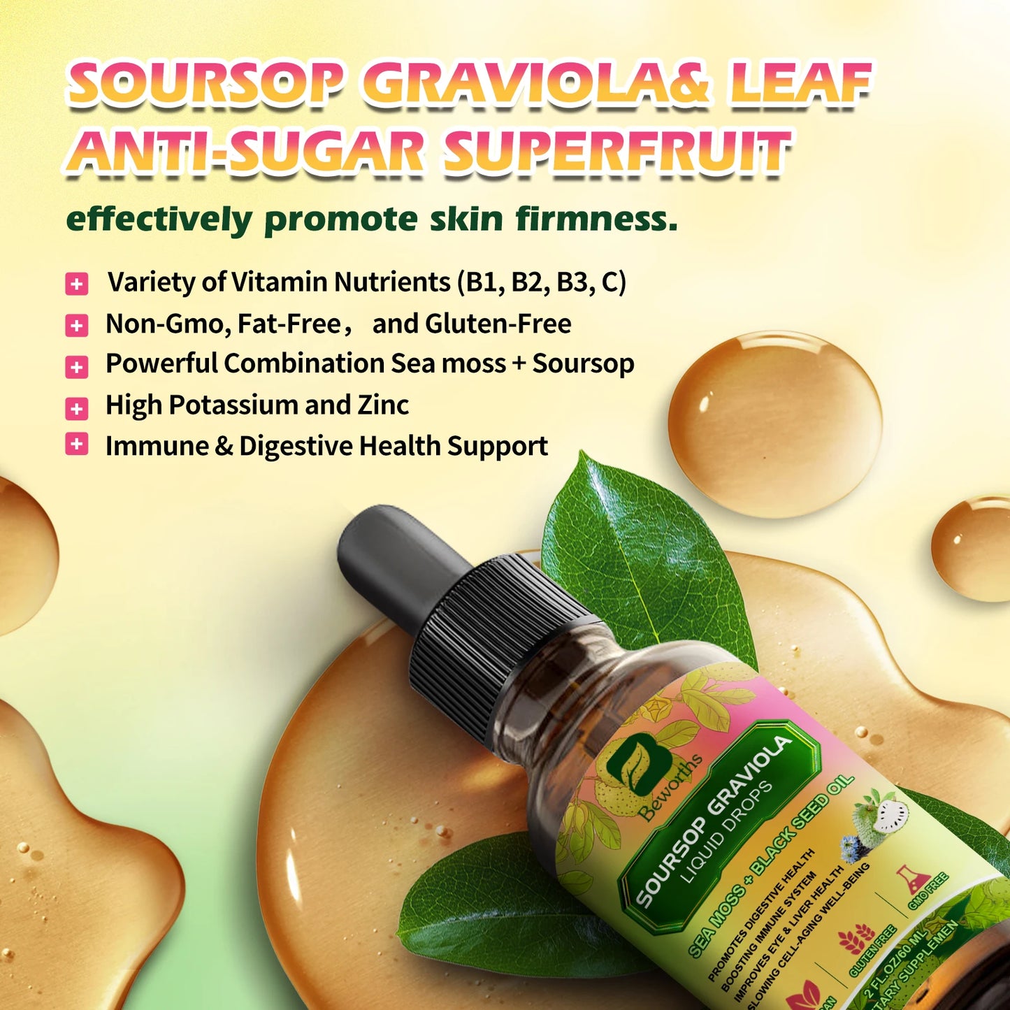 Soursop Graviola & Black Seed Oil Drops 60ml – Immunity & Kidney Support Peaceful Pleasures Health and Wellness
