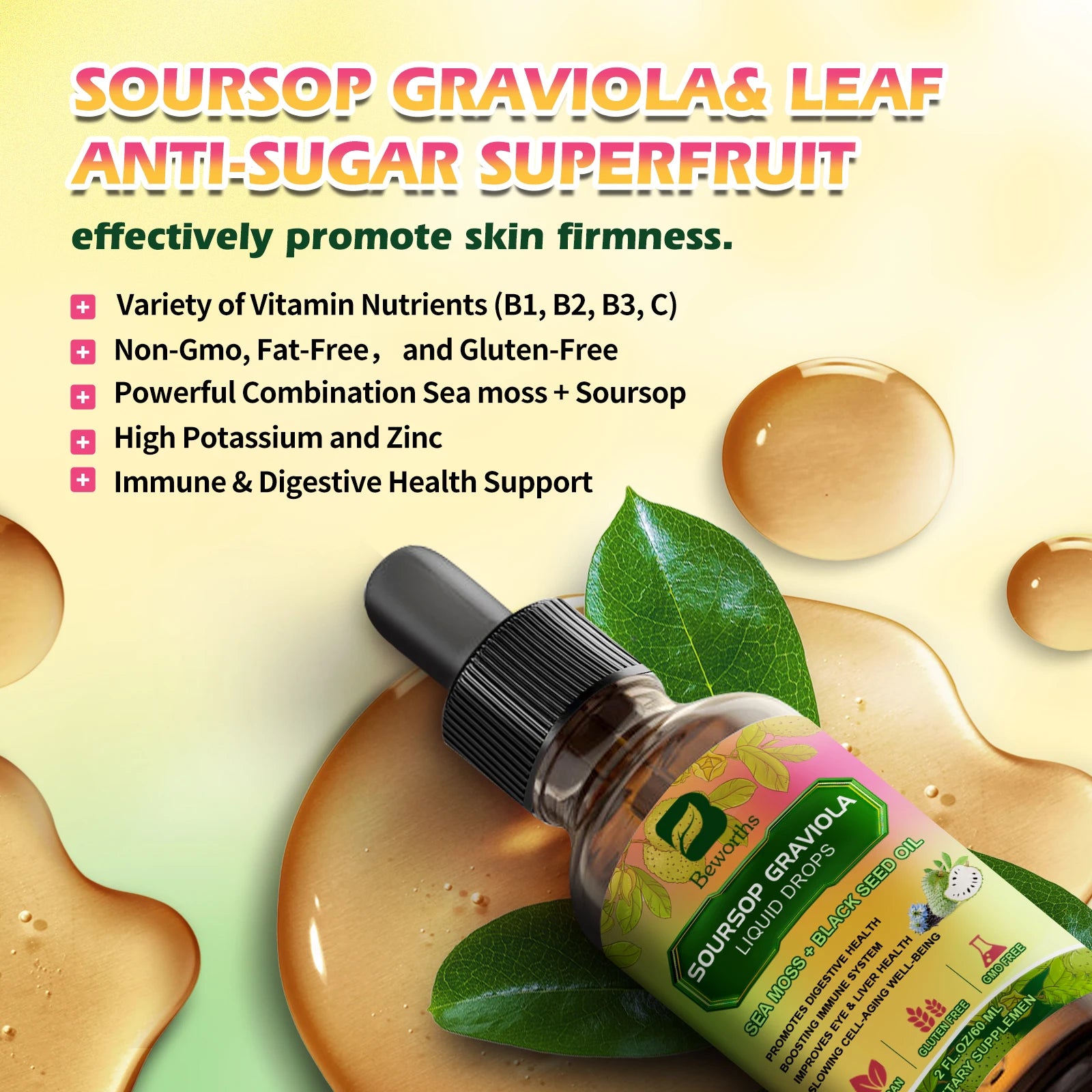 Soursop Graviola & Black Seed Oil Drops 60ml – Immunity & Kidney Support Peaceful Pleasures Health and Wellness