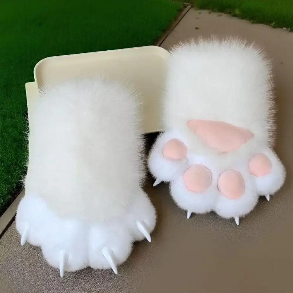 Faux Fur Furry PAWS Gloves Long Nailed Claws Kigurumi Cosplay Costume Mittens Halloween Party Props for Women Party Accessories Peaceful Pleasures Health and Wellness