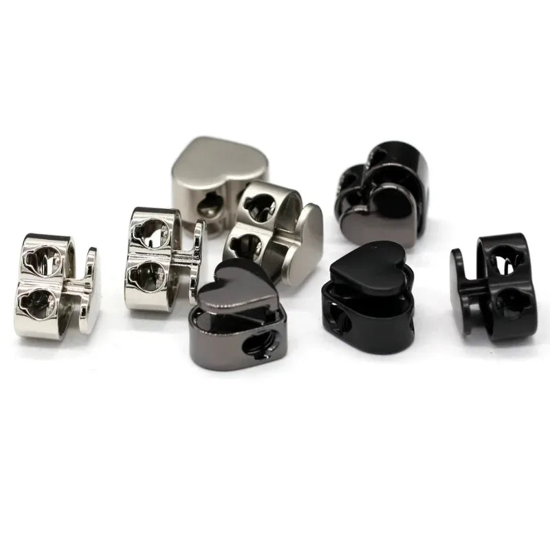 5-Pack Heart Shape Metal Cord Locks | Rope Stopper Clasps Cord Lock Clasps Peaceful Pleasures Health and Wellness