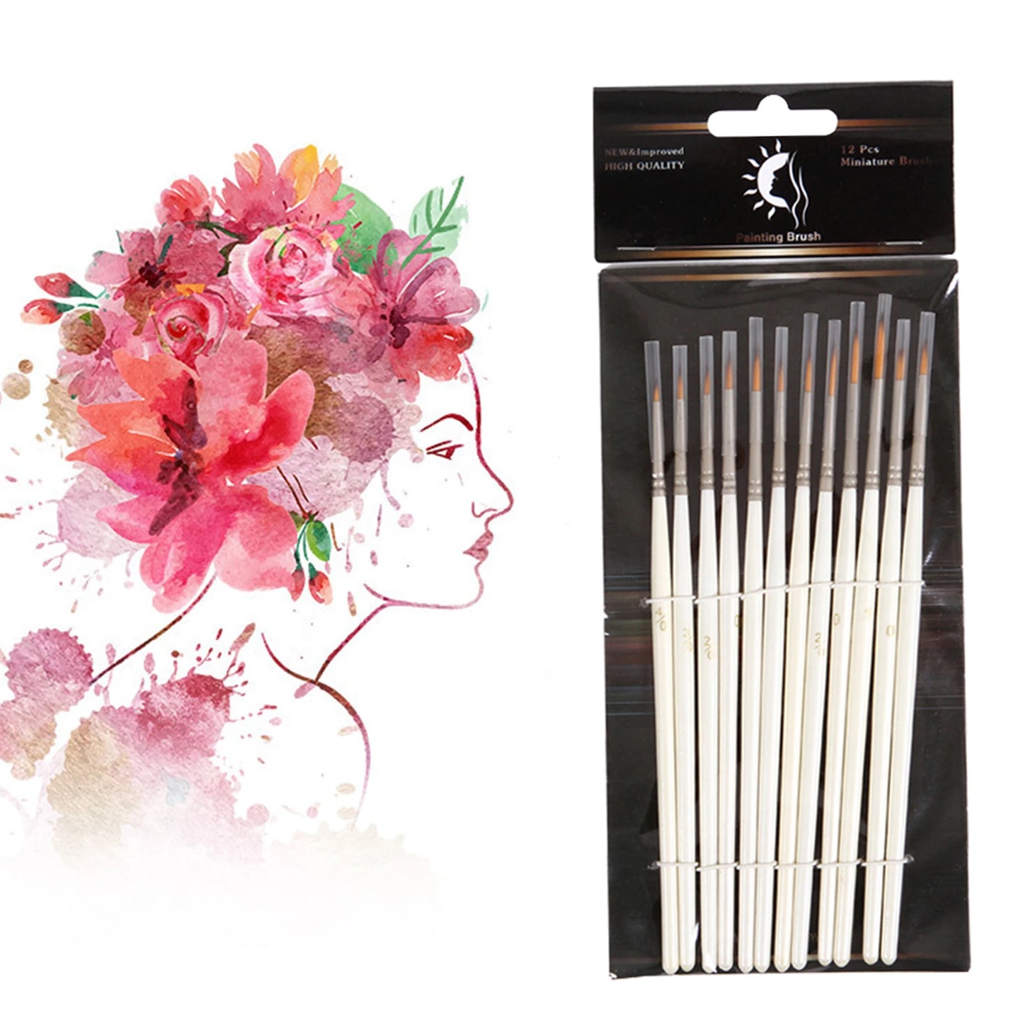 12-Piece Miniature Detail Paint Brush Set – Nylon Hair Brushes