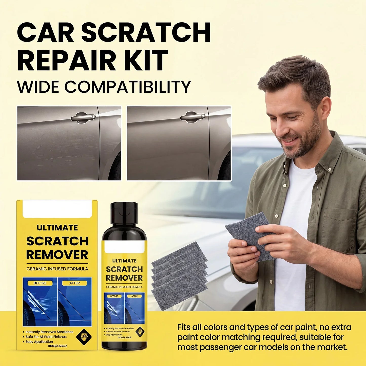 Car Scratch Remover Kit – Ceramic Formula & Nano Cloths