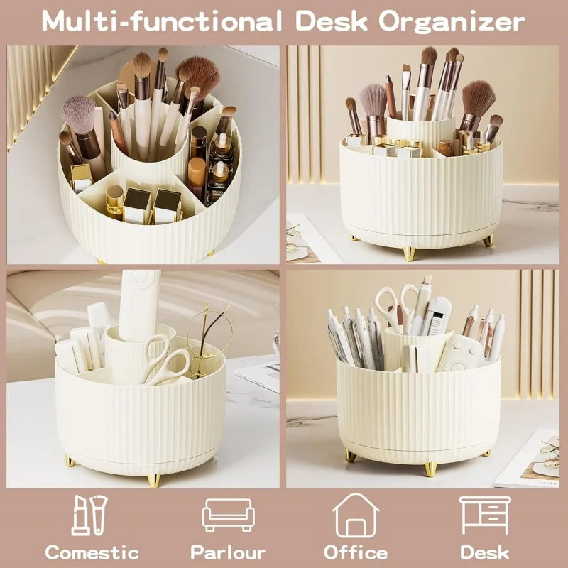 360° Rotating Makeup Brush Holder & Vanity Organizer