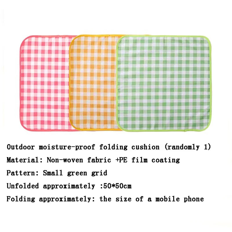 Folding Seat Cushion Moisture-proof Cushion Outdoor Camping Floor Mat, Portable Mini Foam Mat Picnic Mat Music Festival Peaceful Pleasures Health and Wellness Green grid