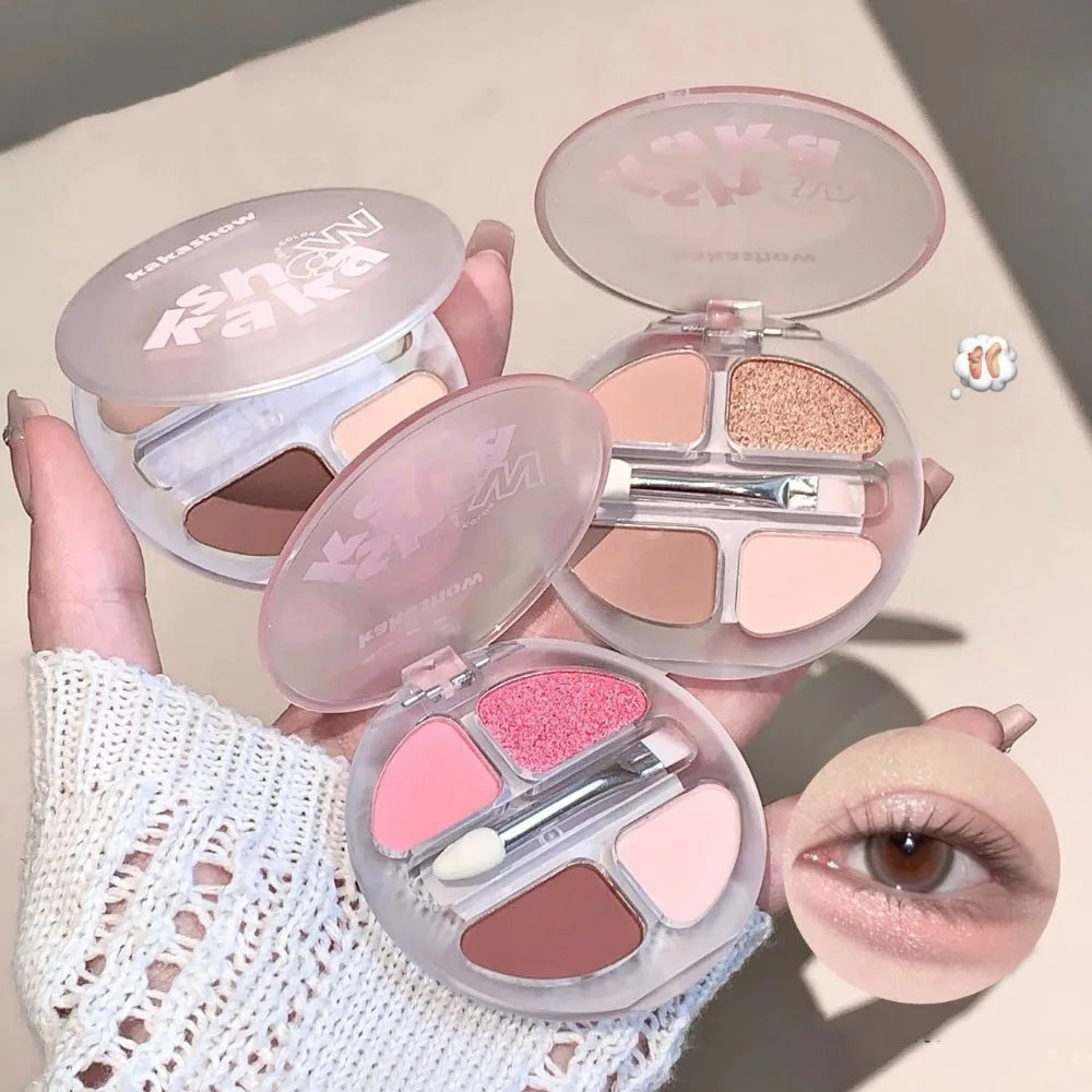 4-Color Shimmer Matte Eyeshadow Palette | Nude Rose Pink Glitter