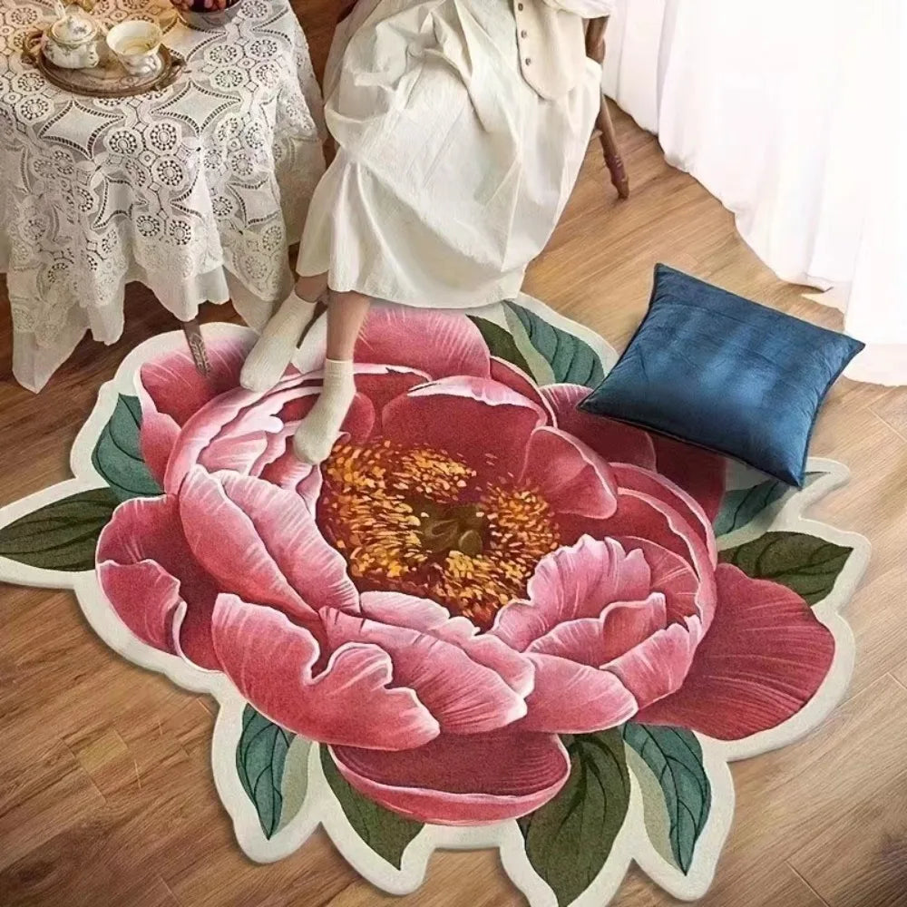 Baby Crawl Special-shaped Flower Carpet Sunflower Pastoral Peony Floor Mat Soft Non-slip Blanket Bedside Peaceful Pleasures Health and Wellness I