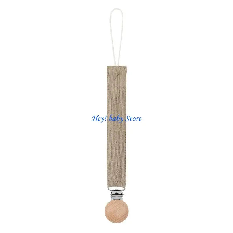 Baby Pacifier Clip Chain Holder | Cotton, Metal & Beech Wood