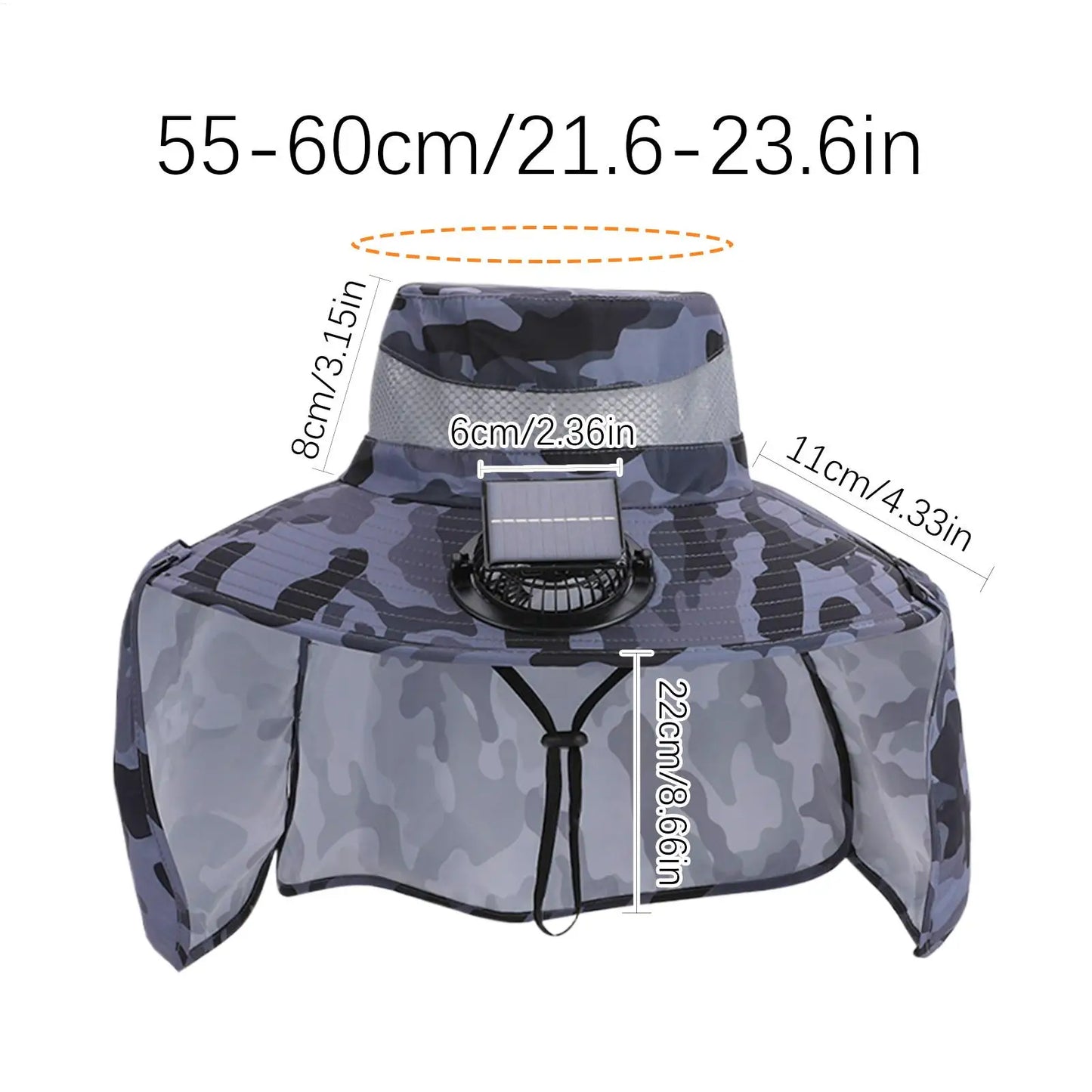 Solar Powered Fan Hat Wide Brim Breathable Fishing Hat With Neck Flap Fishing Equipment For Outdoor Work Garden Hiking Travel Peaceful Pleasures Health and Wellness