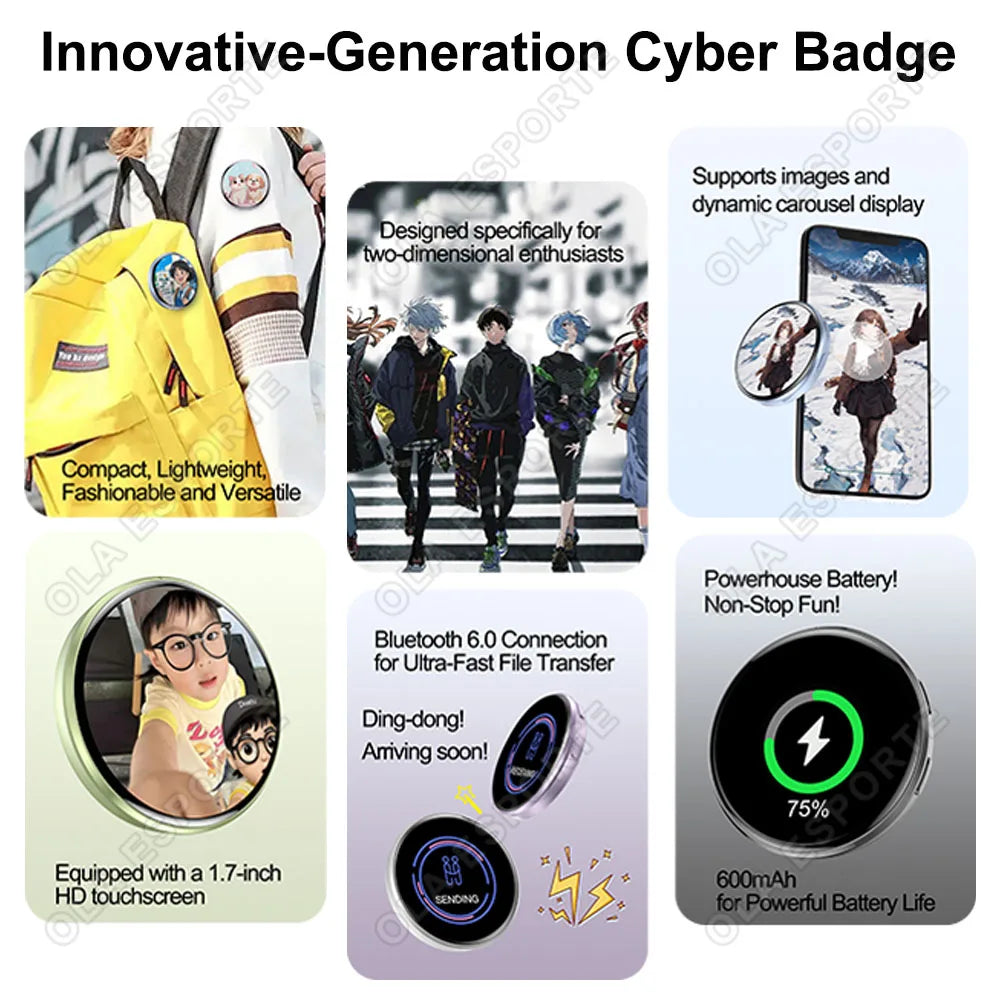 HD Smart E-Badge | Display GIFs, Photos & Animations | Otaku Gift