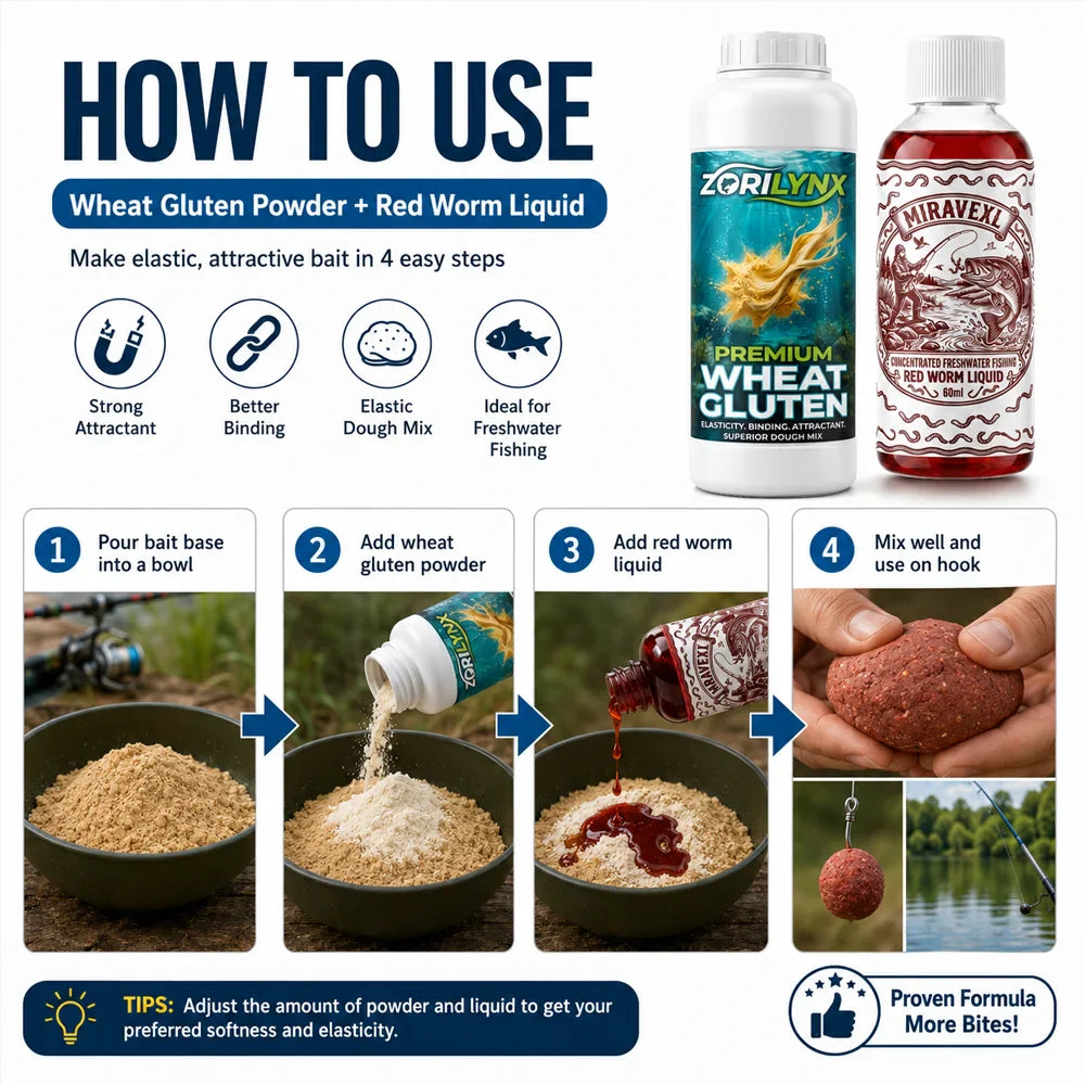 Bloodworm Liquid & Wheat Gluten Fishing Bait Additive Set