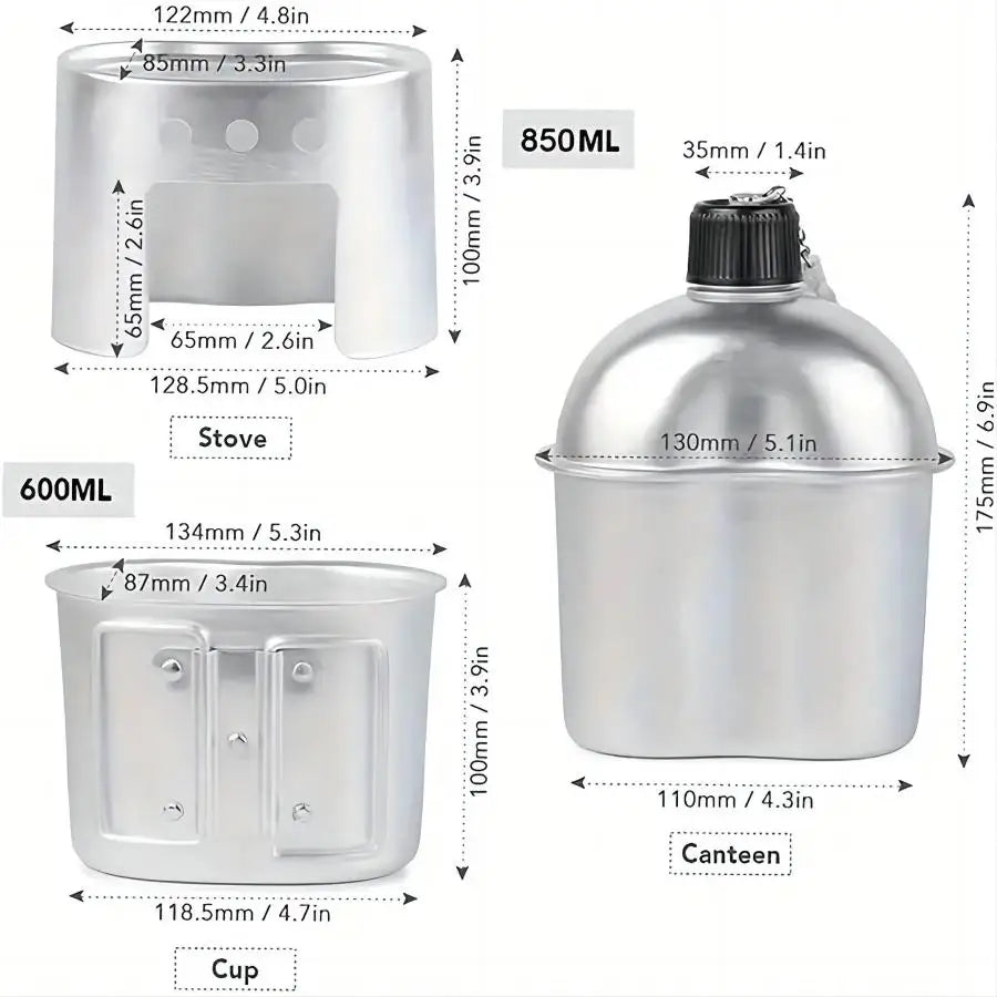Large-capacity Water Bottle New Aluminum Water Canteen Cup with Storage Bag Outdoor Camping Hiking Travel Portable Water Bottle Peaceful Pleasures Health and Wellness