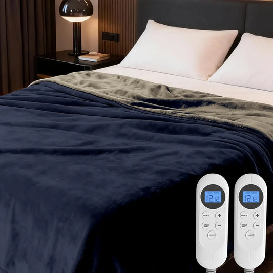 Queen Size Electric Heated Blanket – Dual Zone, 12 Heat Levels Peaceful Pleasures Health and Wellness United States