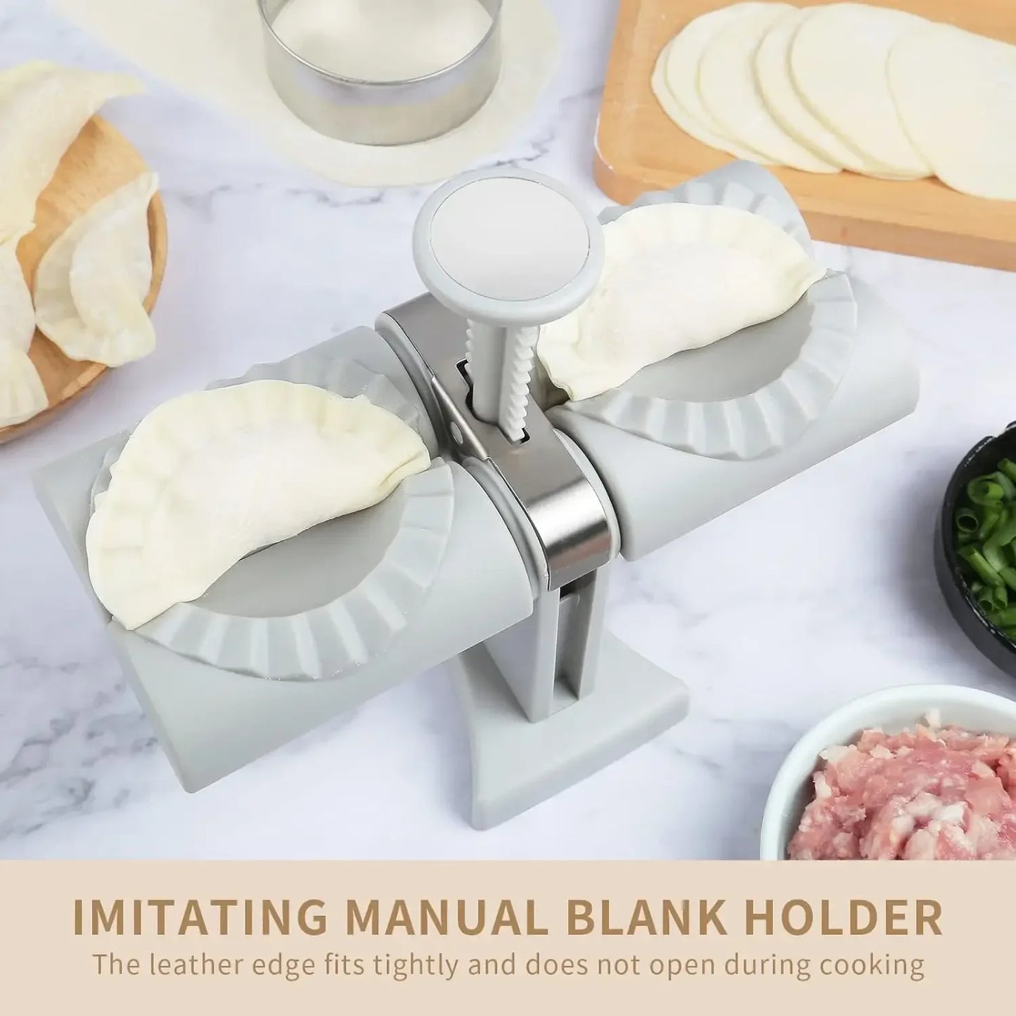 Automatic Dumpling Maker Mould Machine Household Press Double Head Wrapper Dumpling Pastry Making Empanadas Pierogi Kitchen Tool Peaceful Pleasures Health and Wellness