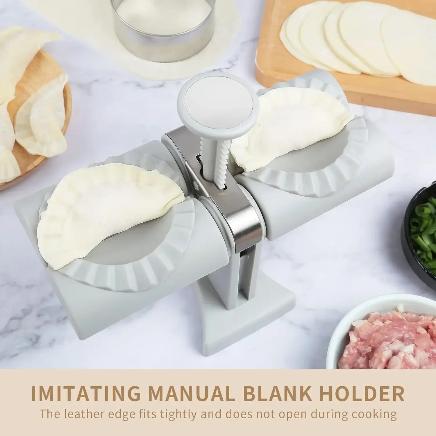 Automatic Dumpling Maker Mould Machine Household Press Double Head Wrapper Dumpling Pastry Making Empanadas Pierogi Kitchen Tool Peaceful Pleasures Health and Wellness