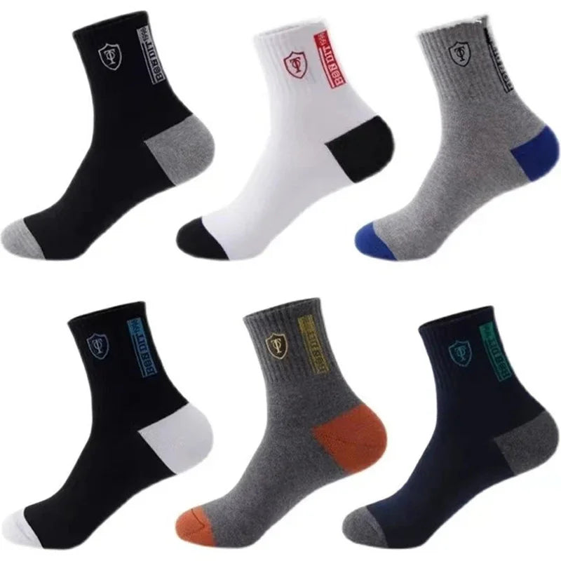 5 Pairs Men’s Breathable Bamboo Fiber Sports Socks Anti-Odor Sweat-Absorbing Business Crew Stockings Suitable for All Seasons Peaceful Pleasures Health and Wellness