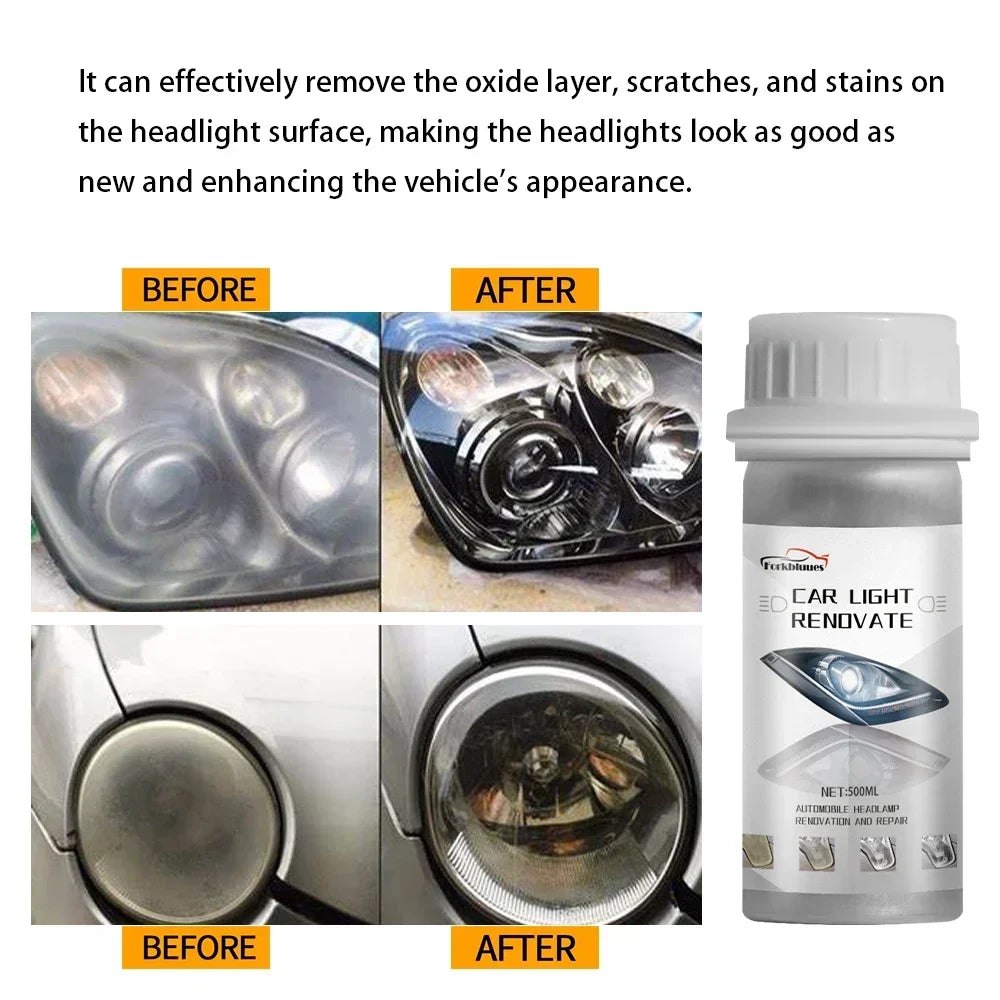 Car Headlight Refurbishment Fluid Car Headlight Repair Retreading Restoration Polish Kit Car Light Cleaner Maintainance Wax Peaceful Pleasures Health and Wellness