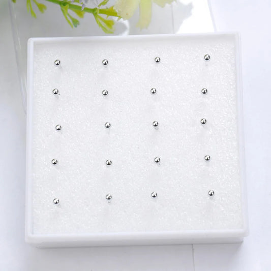 10 Pairs Gold Plated Silver Ball Bead Earrings Ear Studs Jewelry Peaceful Pleasures Health and Wellness Silver 2mm