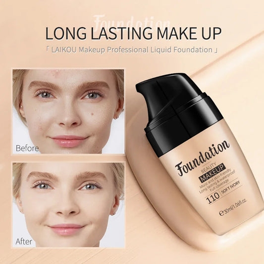 30ml Waterproof Liquid Foundation | Full Coverage Matte BB Cream Liquid Foundation Peaceful Pleasures Health and Wellness