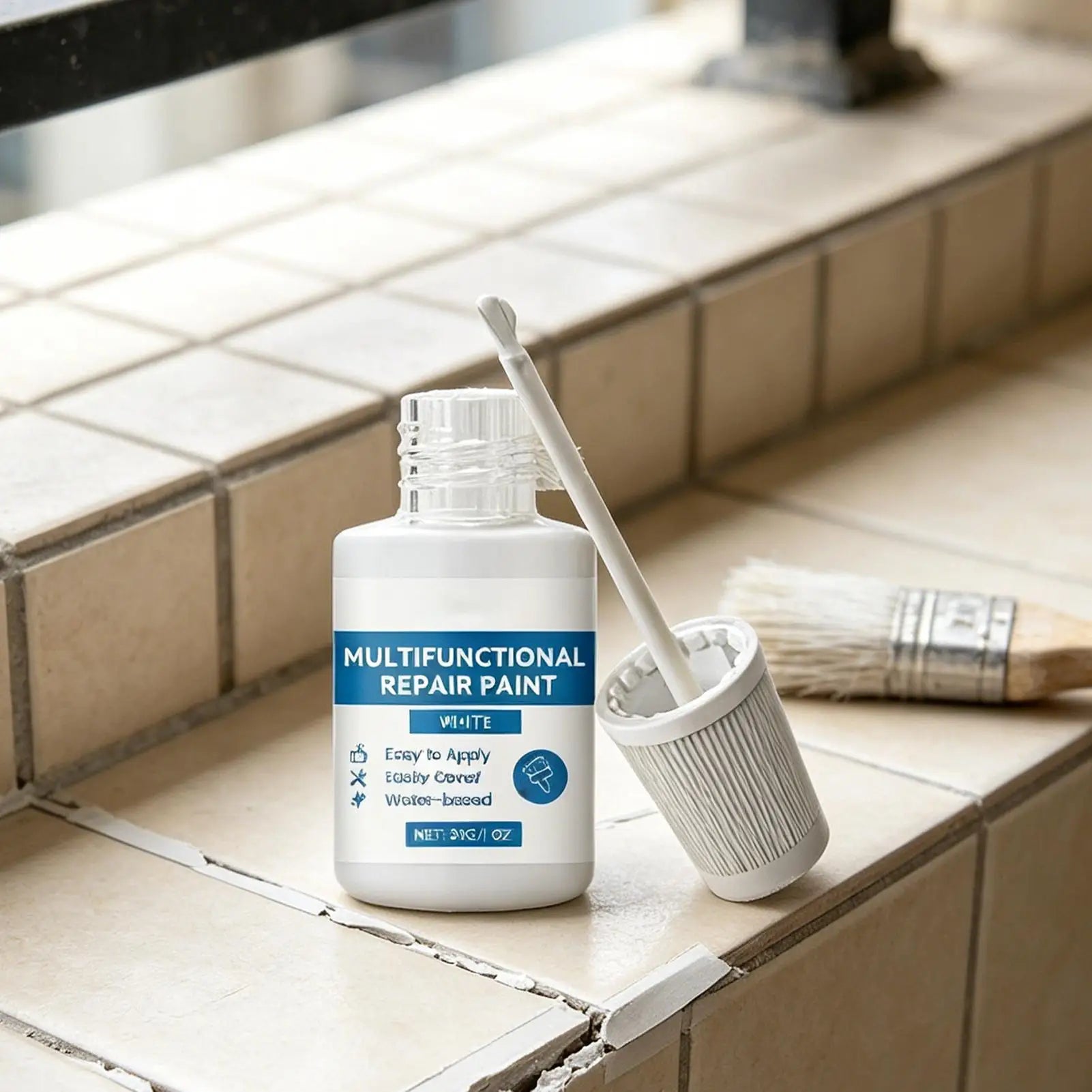 Tile Paint Waterproof Quick Dry Scratch Repair Coating, Tile Paint Kit for Bathroom Shower Bathtub Sink Kitchen Cabinet Outdoor Peaceful Pleasures Health and Wellness