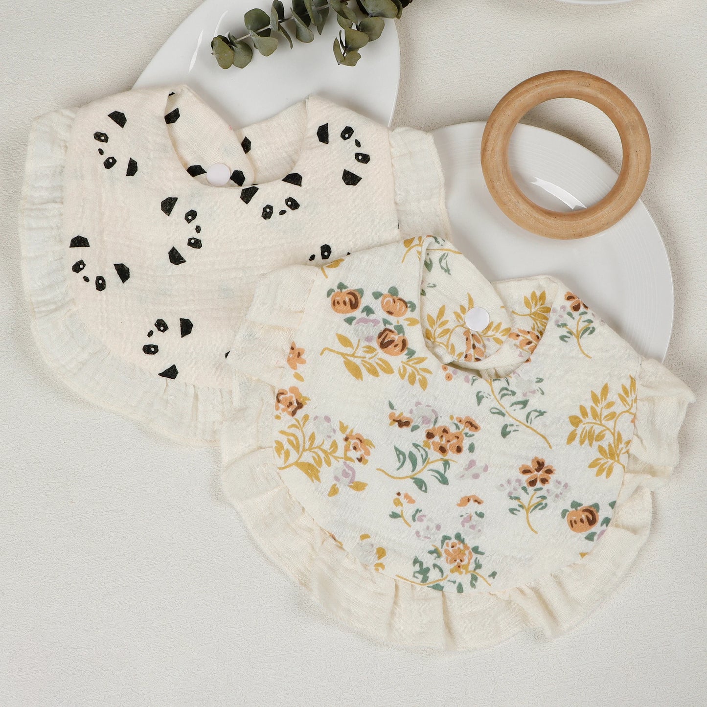 3-Pack Baby Ruffle Bibs & Burp Cloths | Newborn Gift Set