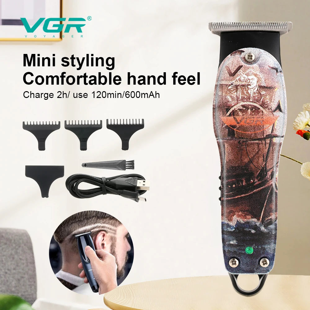 VGR V-953 Low Noise Beard Trimmer and Hair trimmer Professional Hair trimmer Charging wireless Personality Graffiti trimmer Peaceful Pleasures Health and Wellness
