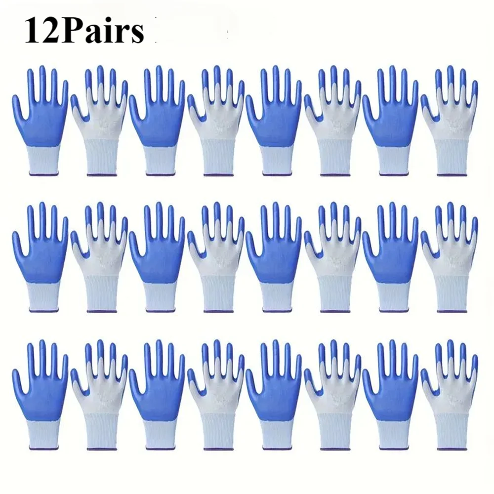 12-Pack Nitrile Coated Work Gloves | Grip & Breathable Knit