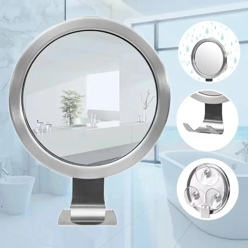 Anti-Fog Shower Mirror with Suction Cup & Shaver Holder
