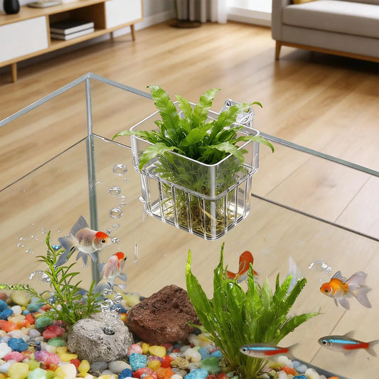 Aquarium Plant Holder – Transparent Hanging Pot for Fish Tank Aquarium Plant Holder Oasis Select 1PC