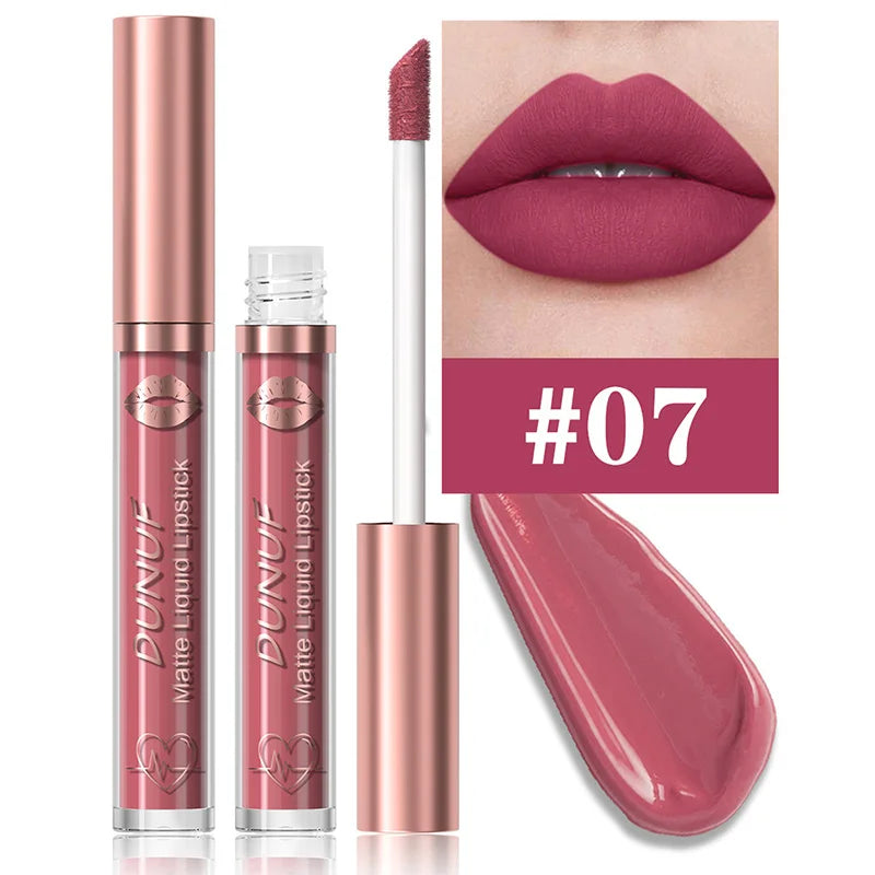 DUNUF 18-Color Matte Velvet Lipstick & Moisturizing Lip Gloss
