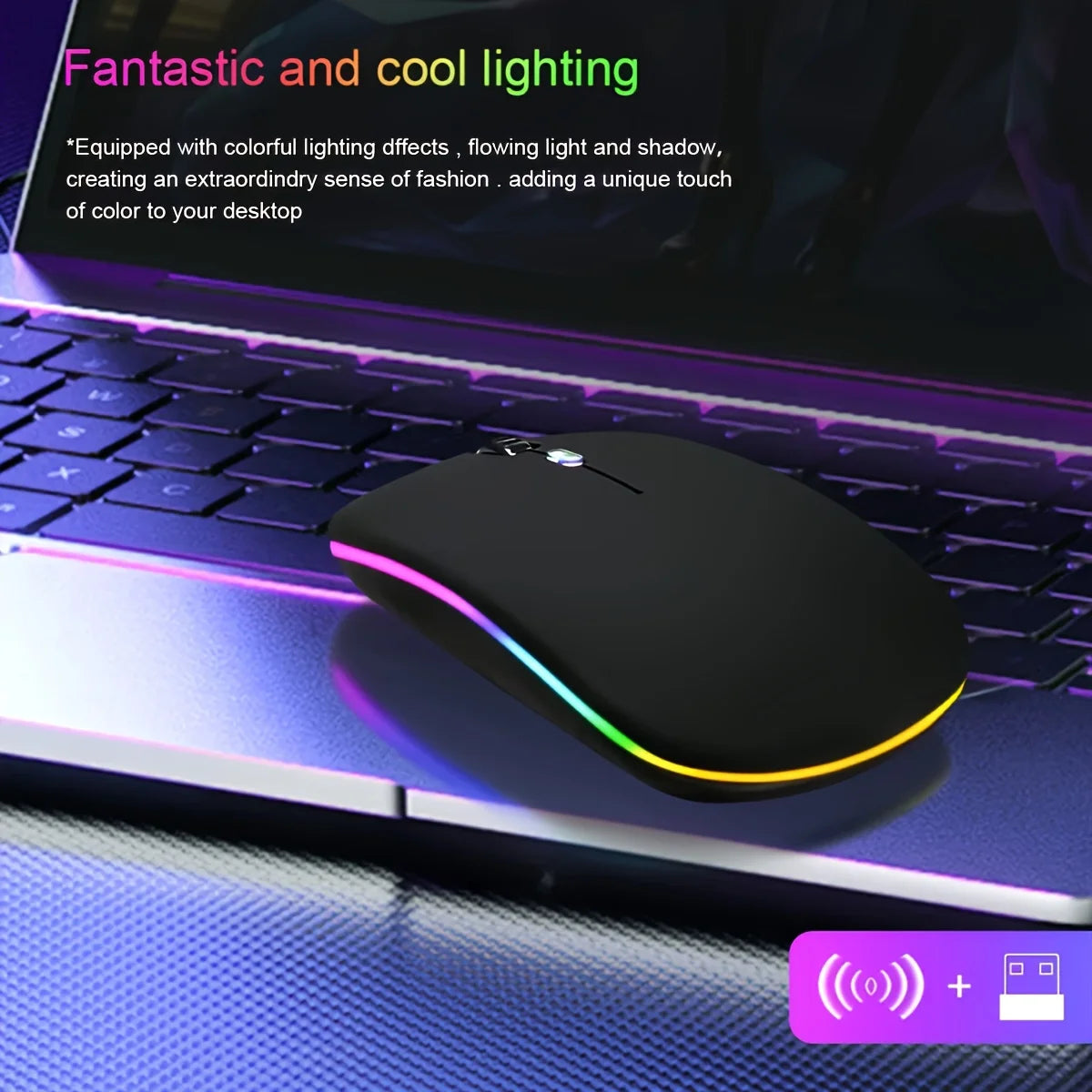 Wireless Mouse Bluetooth-Compatible Gaming Mouse (Dual Mode:BT+2.4Ghz) Ergonomic Rechargeable Mice for PC/Laptop/Macbook ﻿ Peaceful Pleasures Health and Wellness