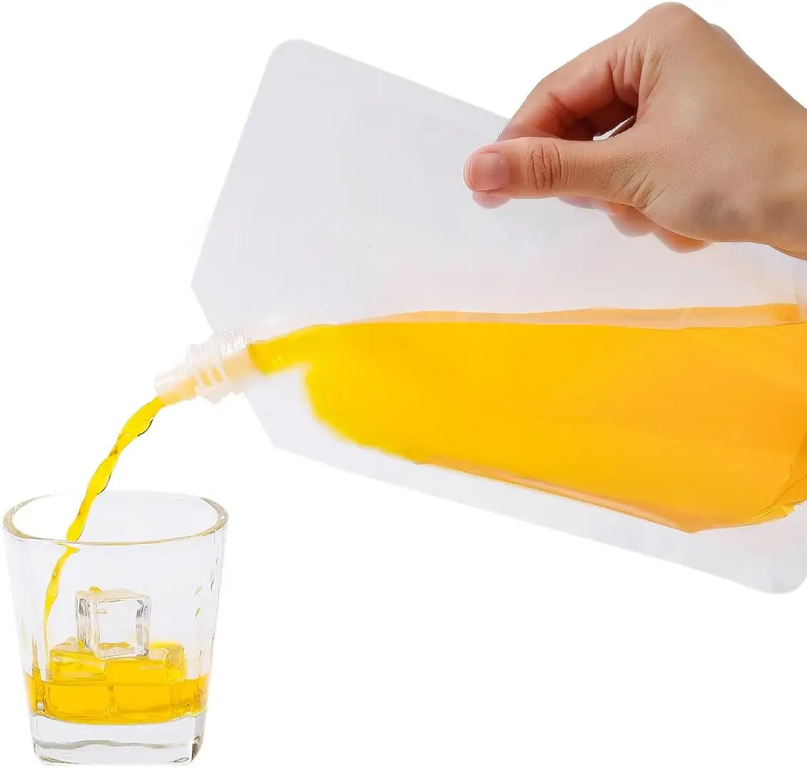 Clear Plastic Flasks and Reusable Drink Bags Leak-Proof for Trave Outdoor Sport Running enthusiasts Concerts 8oz 16oz 32oz Peaceful Pleasures Health and Wellness