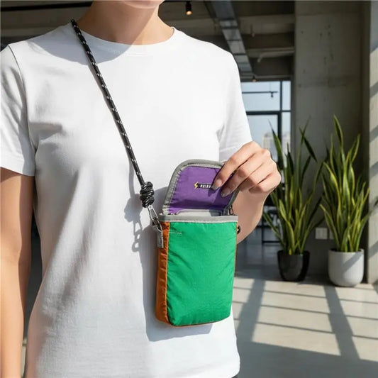 Y2K Mini Crossbody Bag | Color Block Nylon Phone Purse Mini Crossbody Bag Oasis Select