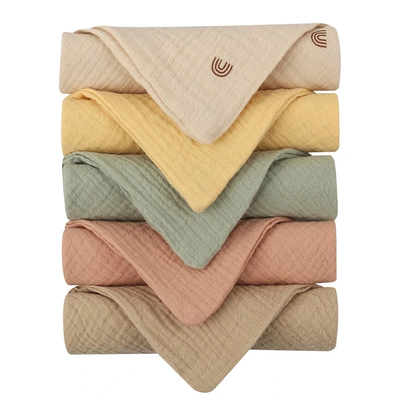 5-Pack Baby Cotton Gauze Washcloths – Soft Burp & Bath Towel